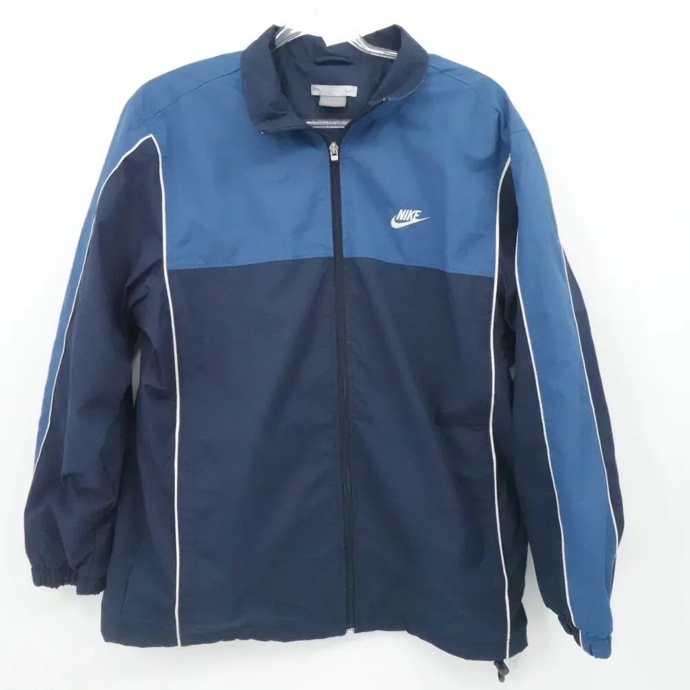 Nike Jacket Mens‎ Large Blue Full Zip Windbreaker Athletic Retro Swoosh 2000s
